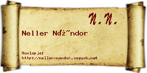 Neller Nándor névjegykártya